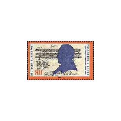 1 عدد تمبر صدمین سال تولد فردریش شیلر - آهنگساز  - جمهوری فدرال آلمان 1989