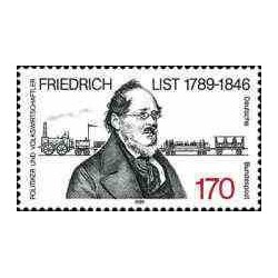 1 عدد تمبر صدمین سال تولد فردریش لیست - سیاستمدار - جمهوری فدرال آلمان 1989