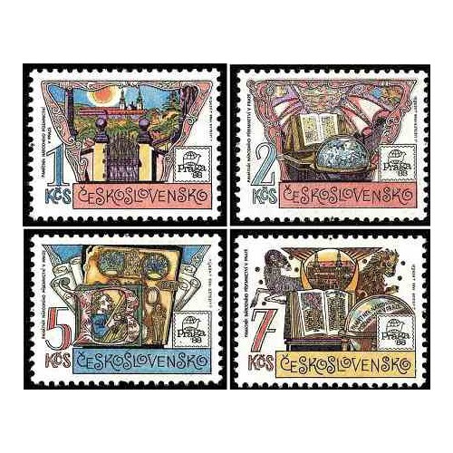 4 عدد تمبر 88مین نمایشگاه بین المللی تمبر پراگ -  چک اسلواکی 1988 قیمت 4.7 دلار