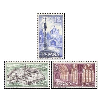3 عدد  تمبر صومعه ها و دیرها - اسپانیا 1967