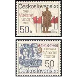 2 عدد تمبر 40مین سالگرد پیروزی فوریه و جبهه ملی -  چک اسلواکی 1988