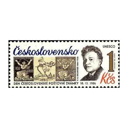 1 عدد تمبر روز تمبر - صدمین سال تولد وراتیسلاو هوگو برونر ، طراح تمبر -  چک اسلواکی 1986