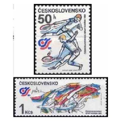 2 عدد تمبر مسابقات ورزشی ملی -  چک اسلواکی 1985