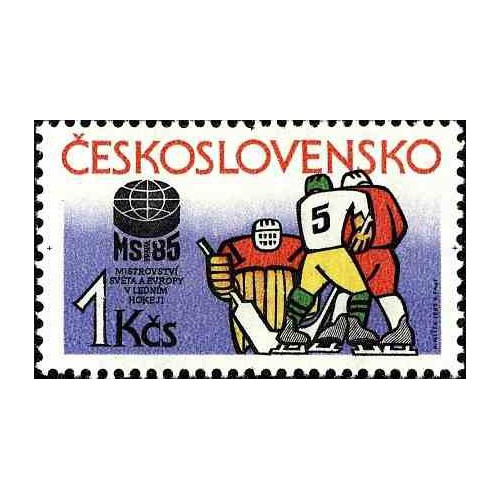 1 عدد تمبر مسابقات جهانی و اروپائی هاکی روی یخ -  چک اسلواکی 1985