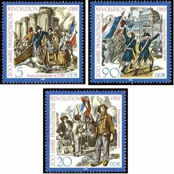 3 عدد تمبر دویستمین سالروز انقلاب فرانسه -  جمهوری دموکراتیک آلمان 1989