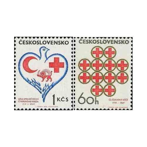 2 عدد تمبر صلیب سرخ - شیر و خورشید - چک اسلواکی 1969