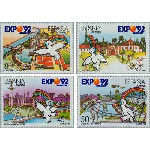 4 عدد تمبر نمایشگاه جهانی اکسپو ، سویل - اسپانیا 1990