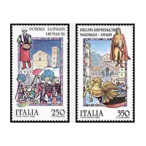 2 عدد تمبر جشن اقوام - ایتالیا 1985 قیمت 3.5 دلار