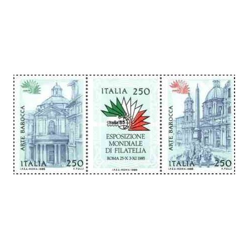 3 عدد تمبر نمایشگاه بین المللی تمبر ایتالیا ، رم - ایتالیا 1985