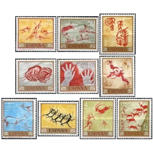 10 عدد  تمبر غار نقاشی - روز تمبر - اسپانیا 1967