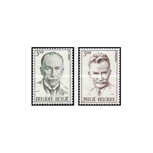 2 عدد تمبر یادبود جولز بوردت ، باکتریولوژیست و  استیجن استرول نویسنده- بلژیک 1971