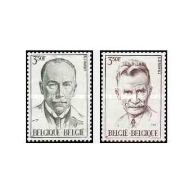 2 عدد تمبر یادبود جولز بوردت ، باکتریولوژیست و  استیجن استرول نویسنده- بلژیک 1971
