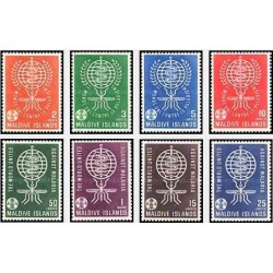 8 عدد تمبر ریشه کنی مالاریا - مالدیو 1962