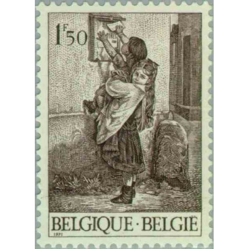 1 عدد تمبر فیلاتلیستهای جوان - تابلو نقاشی - بلژیک 1971