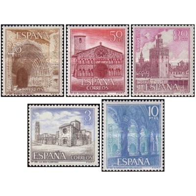 5 عدد  تمبر مناظر - اسپانیا 1966