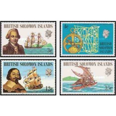 4 عدد تمبر کشتیها و ناخداها - جزایر سلیمان 1971 قیمت 7.4 دلار