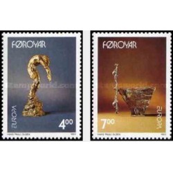 2 عدد تمبر مشترک اروپا - Europa Cept - هنر معاصر - جزایر فارو 1993