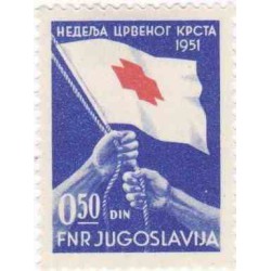 1عدد تمبر برافراشته شدن پرچم صلیب سرخ - یوگوسلاوی 1951