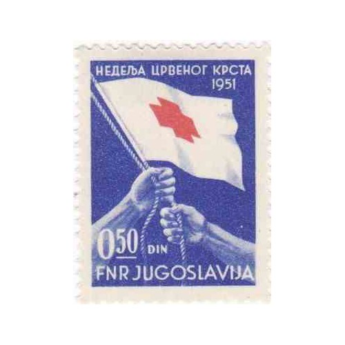 1عدد تمبر برافراشته شدن پرچم صلیب سرخ - یوگوسلاوی 1951