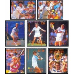 8 عدد تمبر تنیس بازان بین المللی - بکوئیا سنت وینسنت 1988 قیمت 7.2 دلار