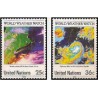 2 عدد تمبر 25مین سالگرد ناظر سازمان جهانی هواشناسی - نیویورک سازمان ملل 1989 قیمت 2 دلار