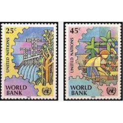 2 عدد تمبر بانک جهانی - نیویورک سازمان ملل 1989 قیمت 1.8 دلار