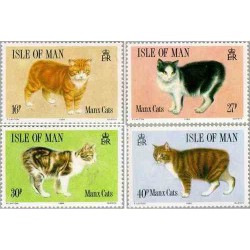 4 عدد تمبر گربه های مانکس -  جزیره من 1989 قیمت 6.5 دلار