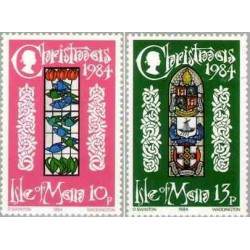 2 عدد تمبر کریستمس -  جزیره من 1984