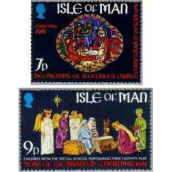 2 عدد تمبر کریستمس - سال معلولین -  جزیره من 1981