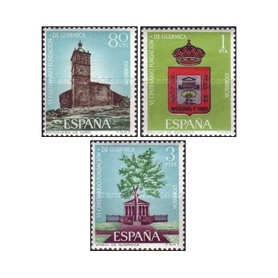 3 عدد  تمبر ششصدمین سالگرد تأسیس گرنیکا - اسپانیا 1966