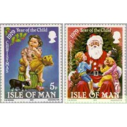 2 عدد تمبر کریستمس - سال کودک - جزیره من 1979