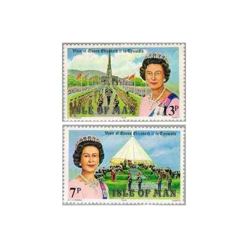 2 عدد تمبر بازدید ملکه الیزابت دوم از تین والد - جزیره من 1979