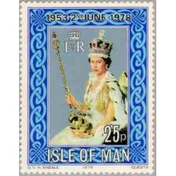 1 عدد تمبر 25مین سالگرد تاجگذاری علیا حضرت ملکه الیزابت دوم  - جزیره من 1978