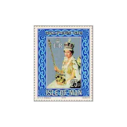 1 عدد تمبر 25مین سالگرد تاجگذاری علیا حضرت ملکه الیزابت دوم  - جزیره من 1978