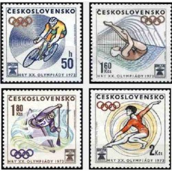 4 عدد تمبر بازیهای المپیک - مونیخ آلمان - چک اسلواکی 1972