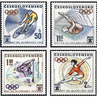 4 عدد تمبر بازیهای المپیک - مونیخ آلمان - چک اسلواکی 1972