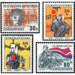 4 عدد تمبر 30مین سالگرد جنگ جهانی دوم - چک اسلواکی 1972