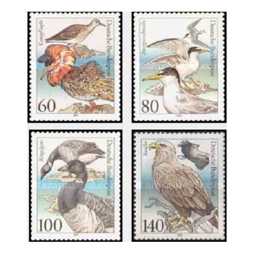 4 عدد تمبر پرندگان - جمهوری فدرال آلمان 1991 قیمت 5.7 دلار