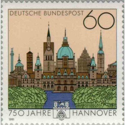 1 عدد تمبر 750 سالگی شهر هانور - جمهوری فدرال آلمان 1991