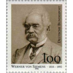 1 عدد تمبر صدمین سال تولد زیمنس - مهندس و مخترع - جمهوری فدرال آلمان 1992