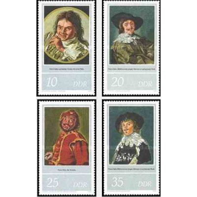 4 عدد تمبر 400مین سال تولد فرانز هالز - تابلو نقاشی - جمهوری دموکراتیک آلمان 1980