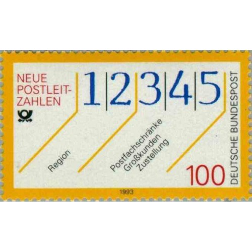 1 عدد تمبر معرفی کدهای عددی شهری - جمهوری فدرال آلمان 1993