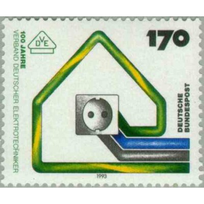 1 عدد تمبر 100مین سالگرد انجمن الکتروتکنیسین - جمهوری فدرال آلمان 1993 قیمت 2.3 دلار