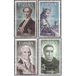 4 عدد  تمبر شخصیت ها  - اسپانیا 1965