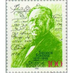 1 عدد تمبر 175مین سال تولد تئودور فونتان - شاعر - جمهوری فدرال آلمان 1994