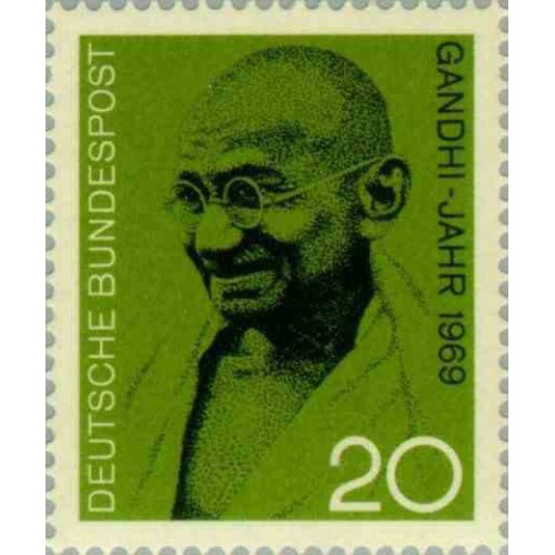1 عدد تمبر مهاتما گاندی - جمهوری فدرال آلمان 1969 1 عدد تمبر مهاتما گاندی - جمهوری فدرال آلمان 1969