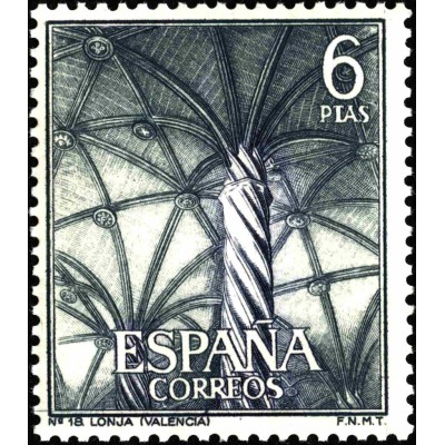 1 عدد  تمبر مناظر - La Lonja, Valencia  - اسپانیا 1965