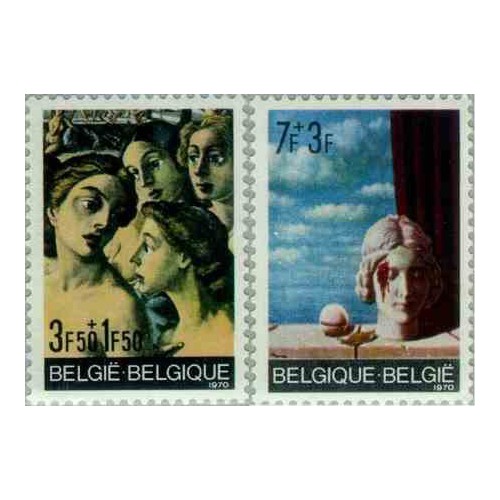 2 عدد تمبر تابلو نقاشی  - بلژیک 1970