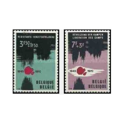 2 عدد تمبر 25مین سال رهایی از اردوگاههای اسرای جنگی - بلژیک 1970