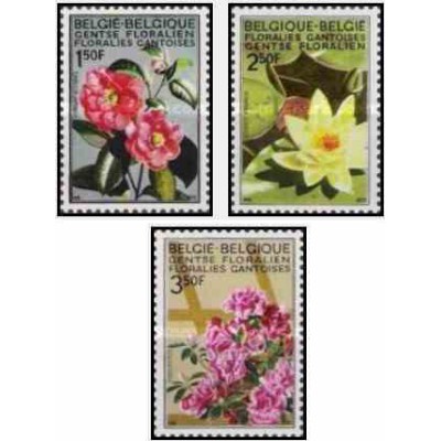 3 عدد تمبر گلها - باغ گیاه شناسی در گنت - بلژیک 1970